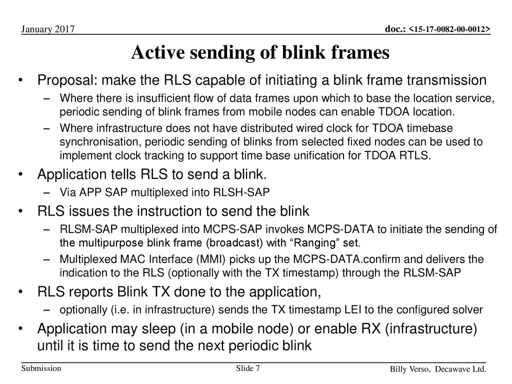 Active sending of blink frames