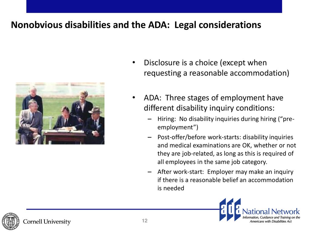 Nonobvious disabilities and the ADA: Legal considerations