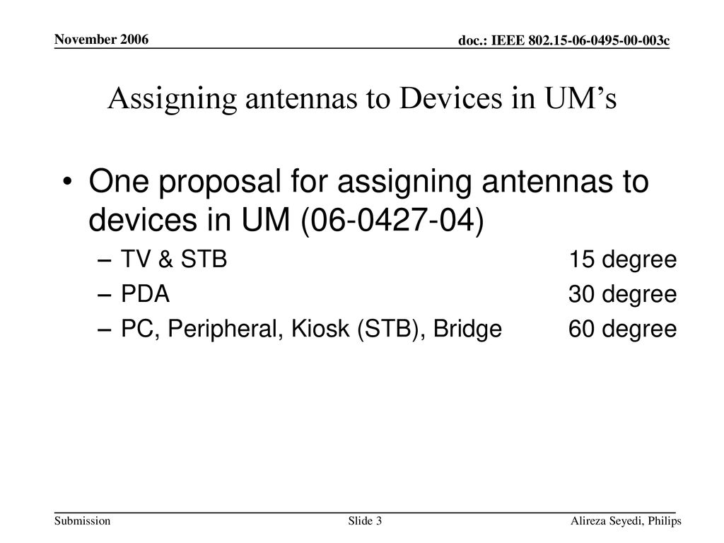 Assigning antennas to Devices in UM’s