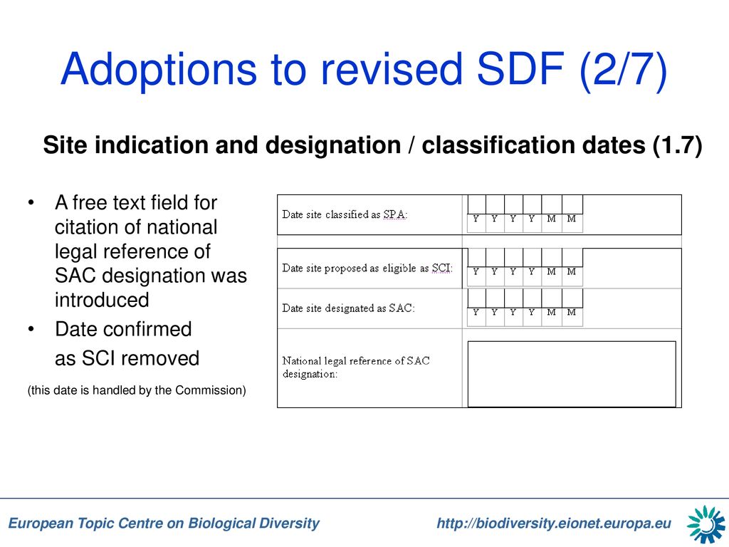 Adoptions to revised SDF (2/7)