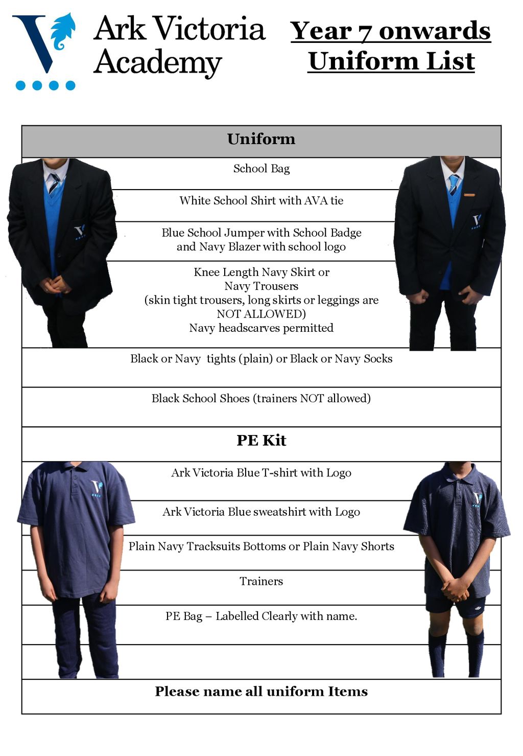 Please Name All Uniform Items Ppt Download