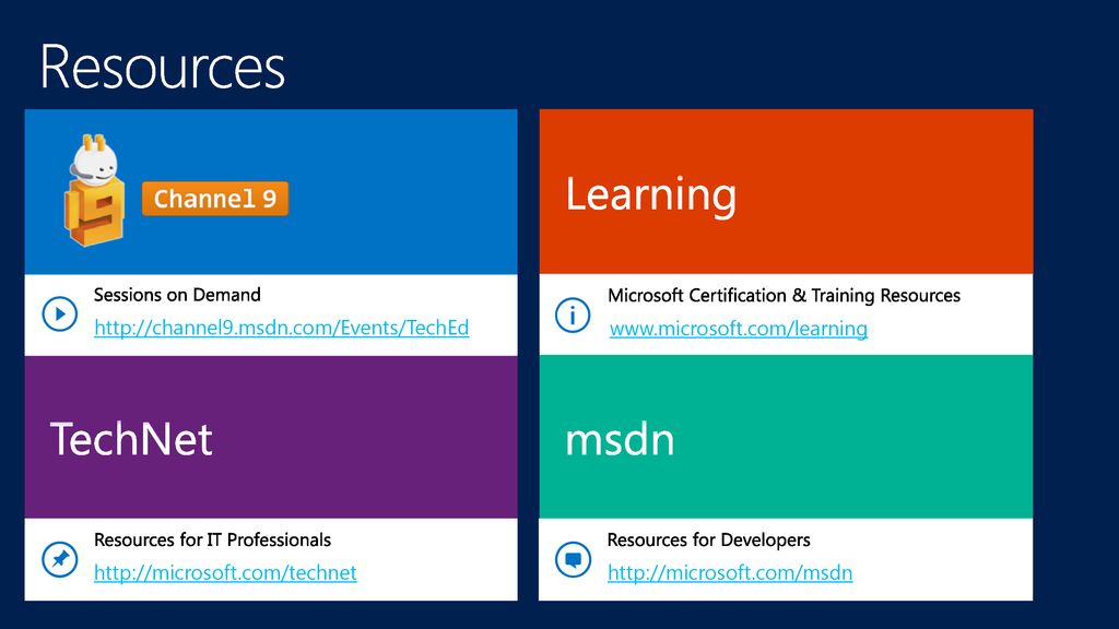 Resources Learning TechNet msdn