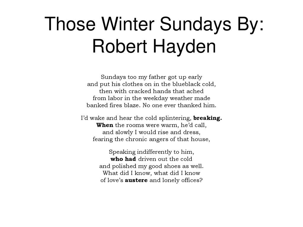 Those winter sundays by robert hayden ppt download