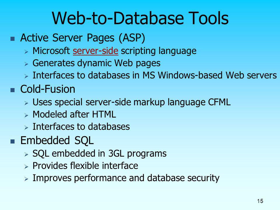 Web-to-Database Tools