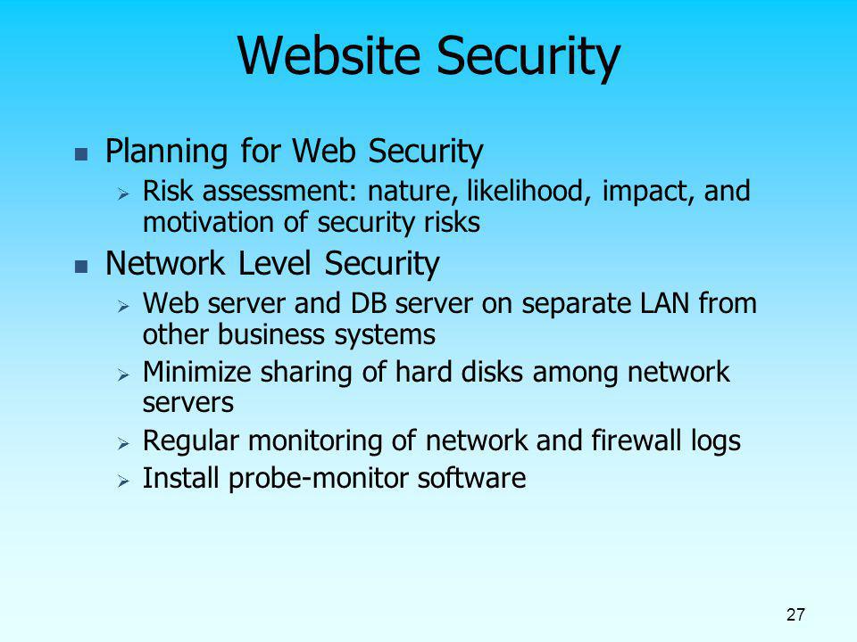Website Security Planning for Web Security Network Level Security