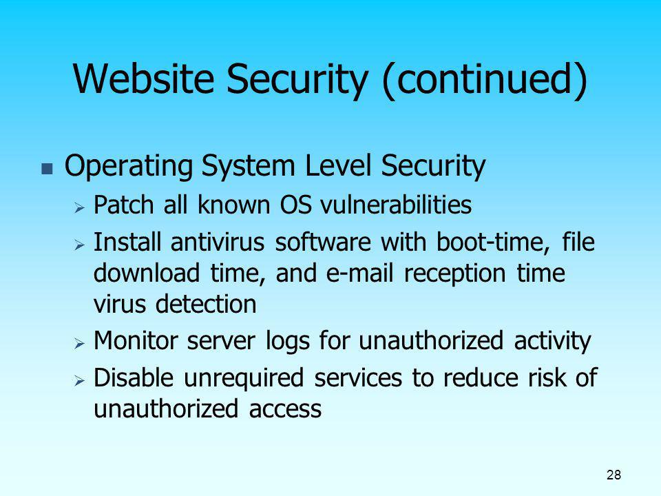 Website Security (continued)