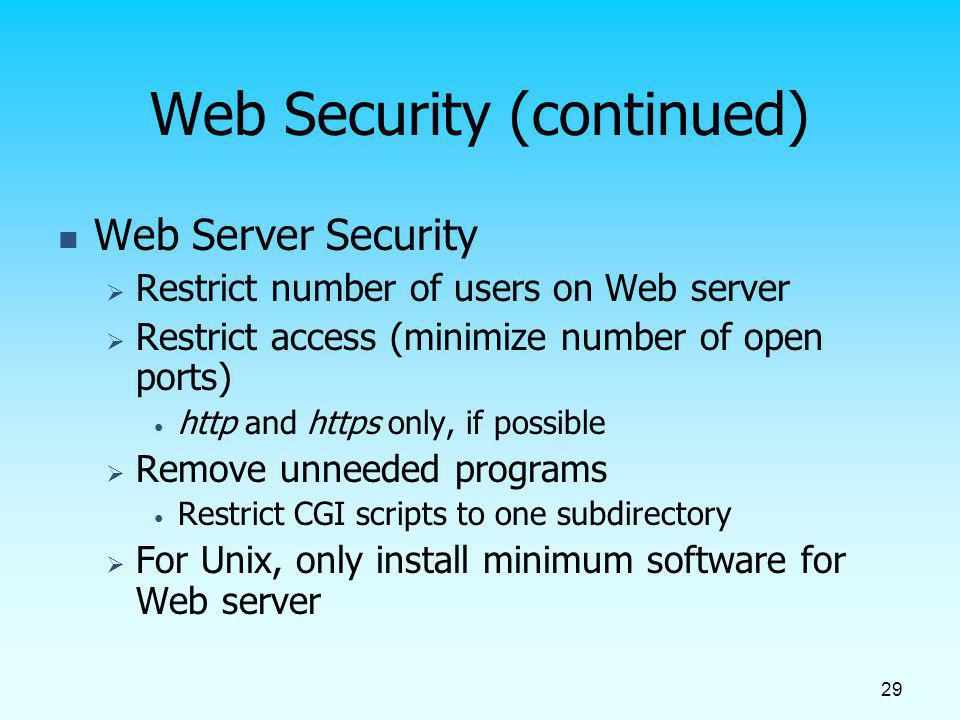 Web Security (continued)