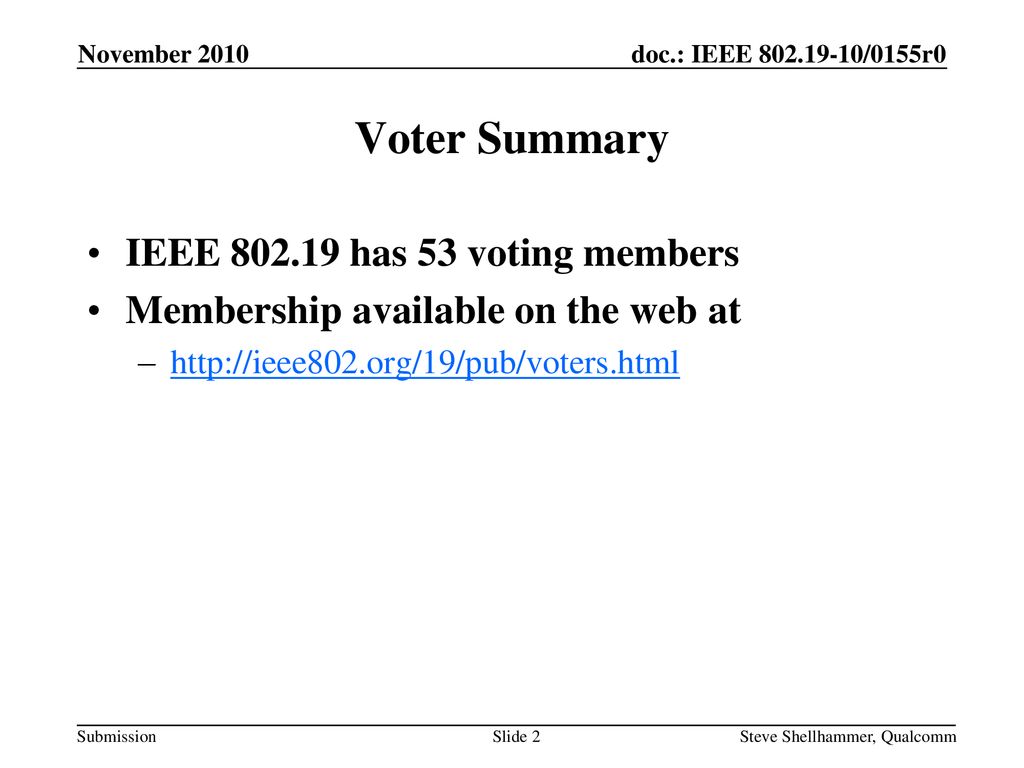 Voter Summary IEEE has 53 voting members