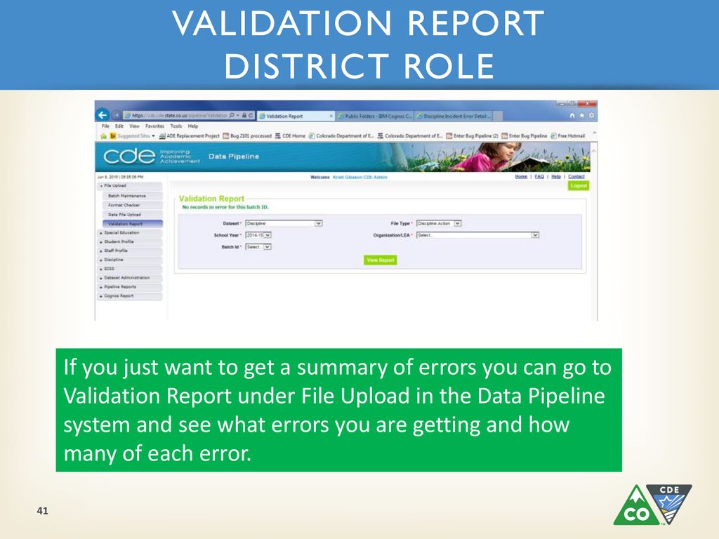 VALIDATION REPORT DISTRICT ROLE