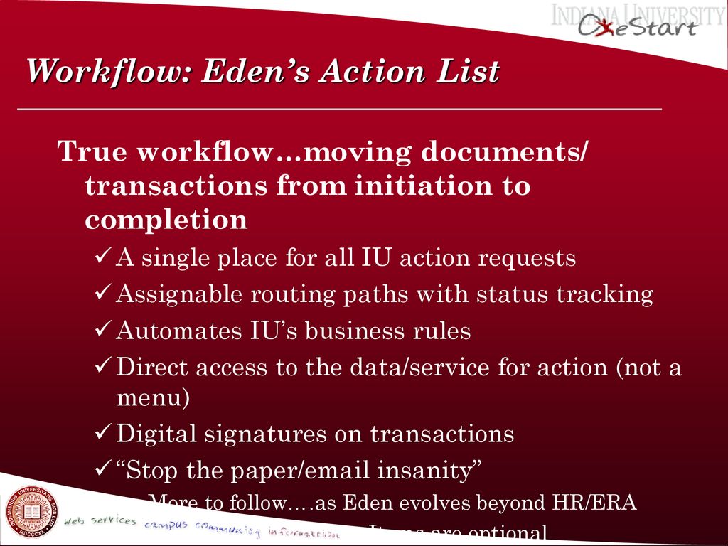 Workflow: Eden’s Action List