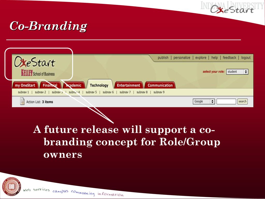 Co-Branding A future release will support a co-branding concept for Role/Group owners