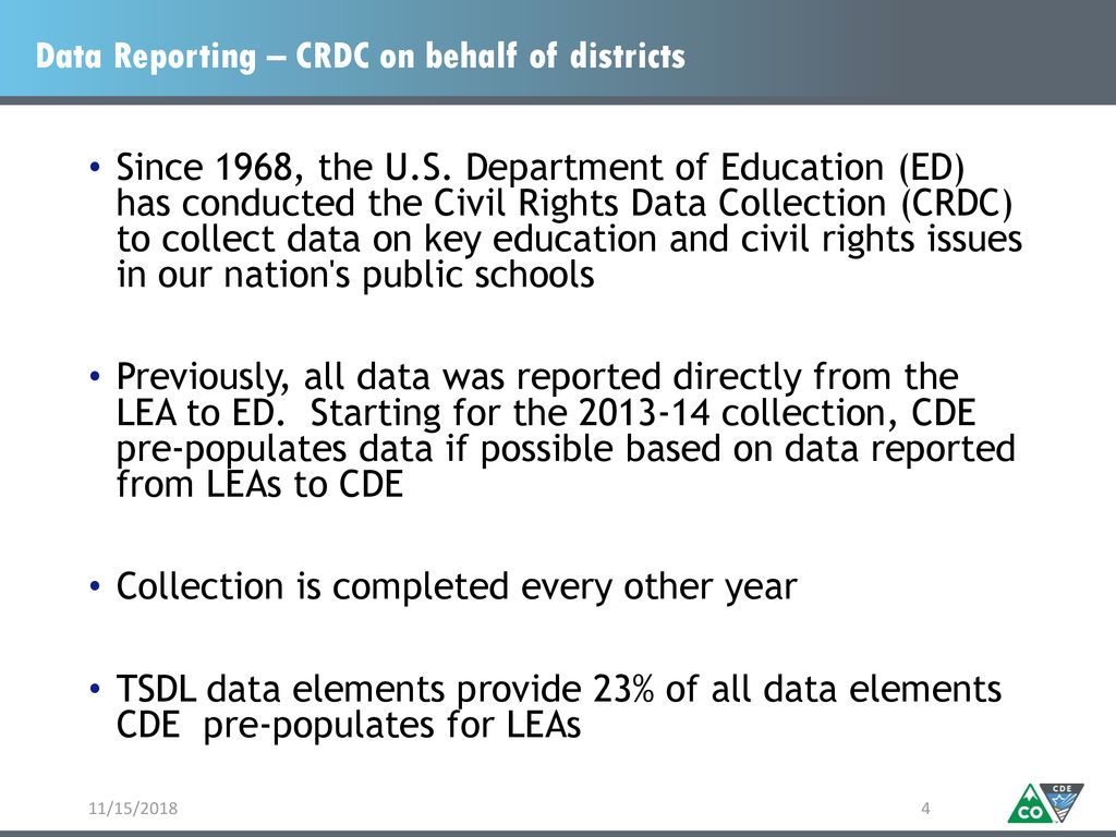 Data Reporting – CRDC on behalf of districts