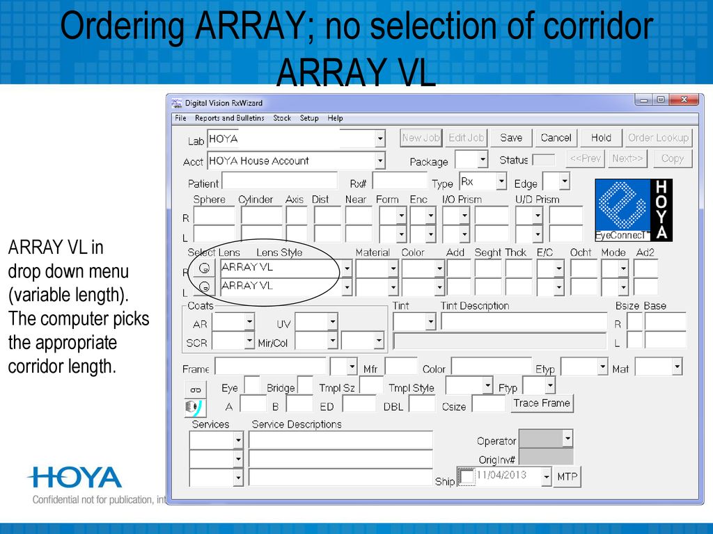 Hoya Array Centration Chart