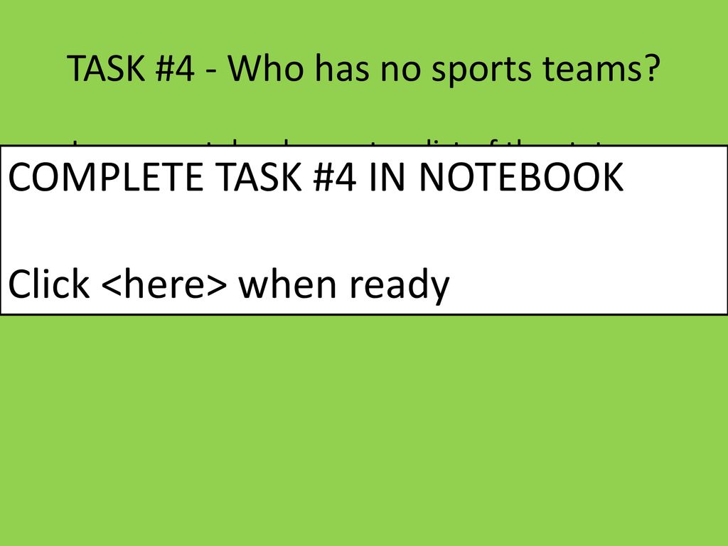 TASK #4 - Who has no sports teams