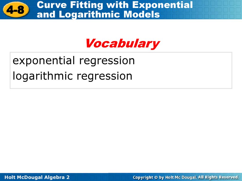 Vocabulary exponential regression logarithmic regression