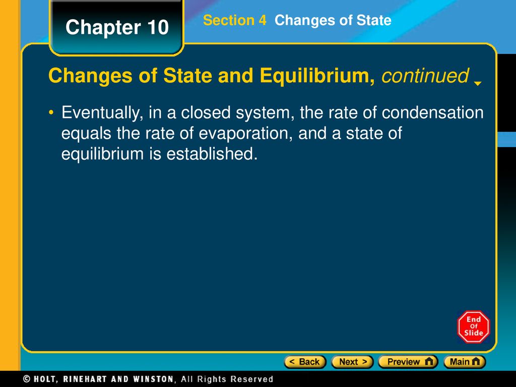 Changes of State and Equilibrium, continued