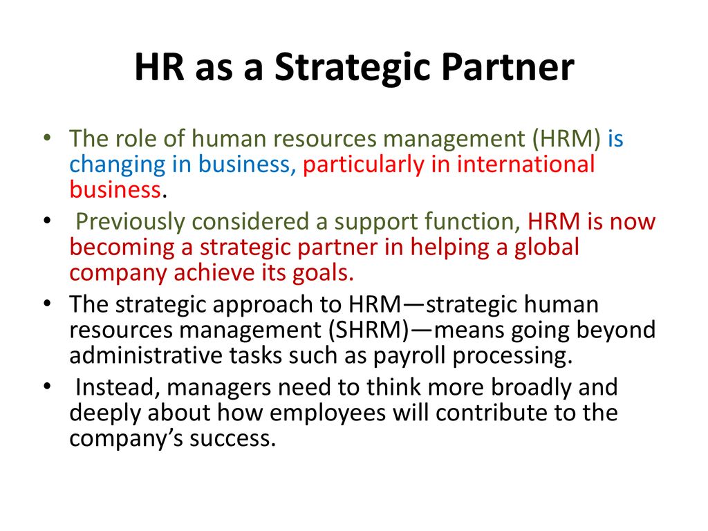 strategic partner in hrm