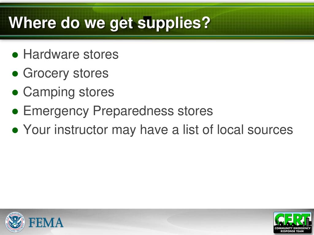 Where do we get supplies