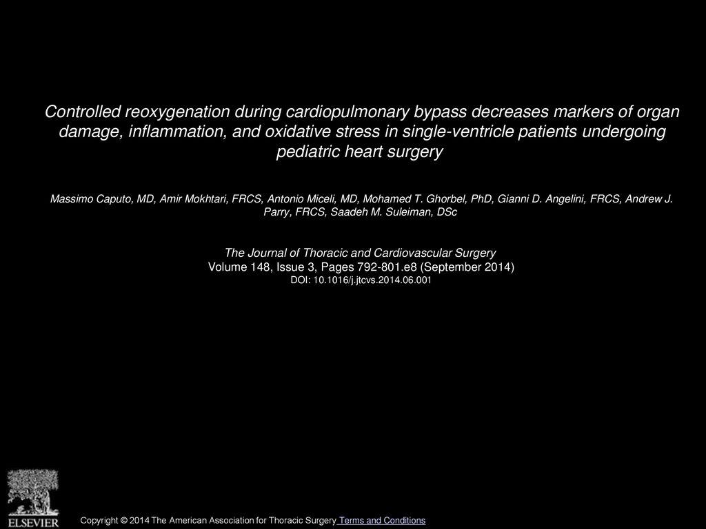 Controlled reoxygenation during cardiopulmonary bypass decreases markers of organ damage, inflammation, and oxidative stress in single-ventricle patients undergoing pediatric heart surgery