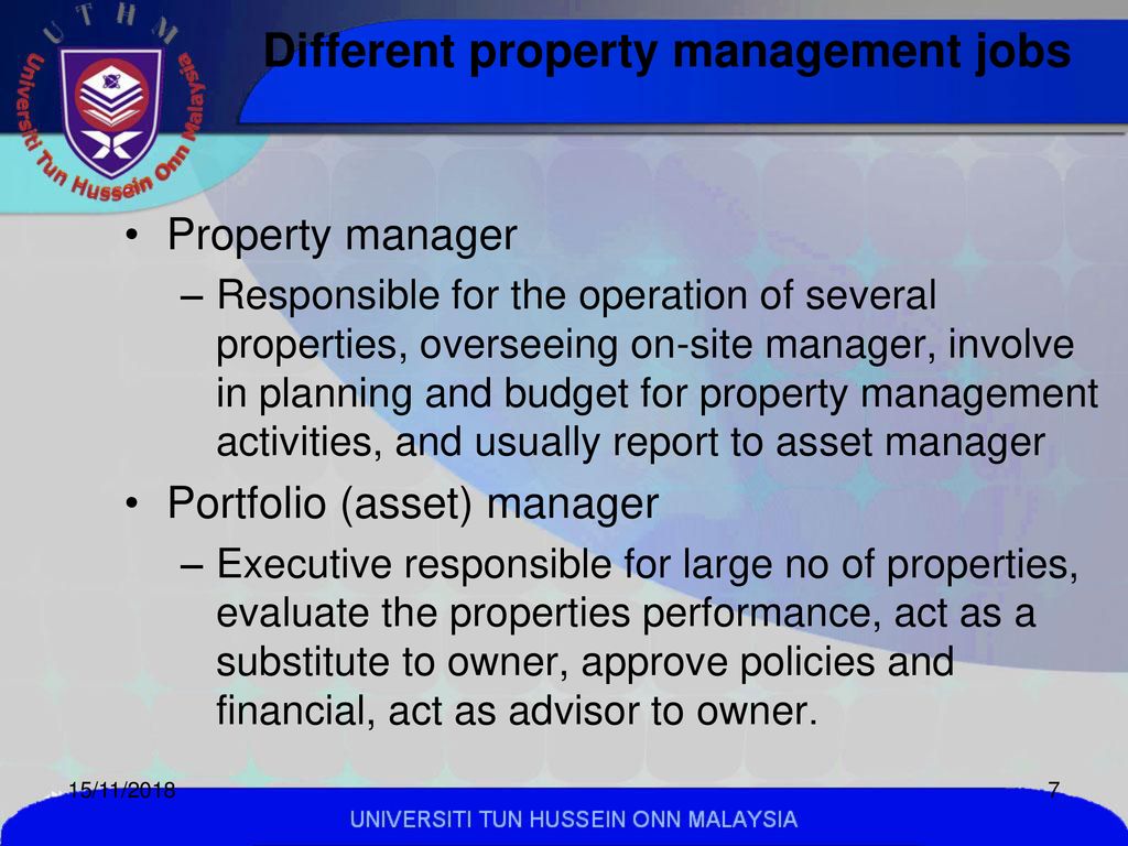 Different property management jobs