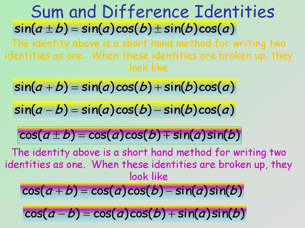 Sum And Difference Identities - Ppt Download