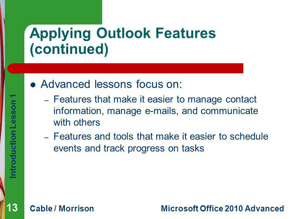 Applying Outlook Features (continued)
