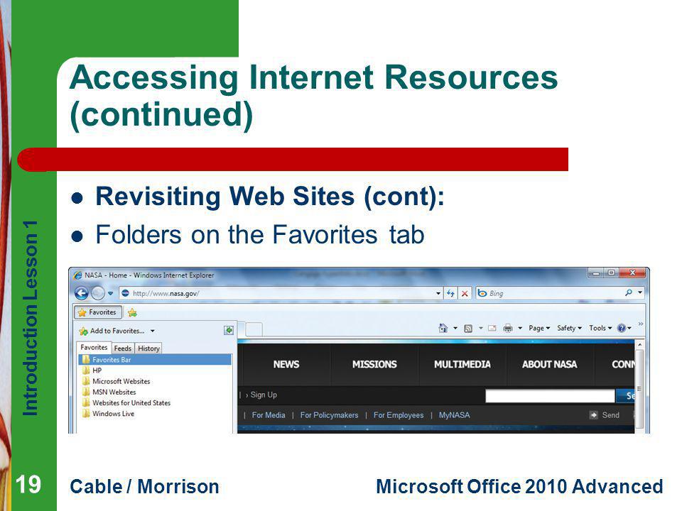Accessing Internet Resources (continued)