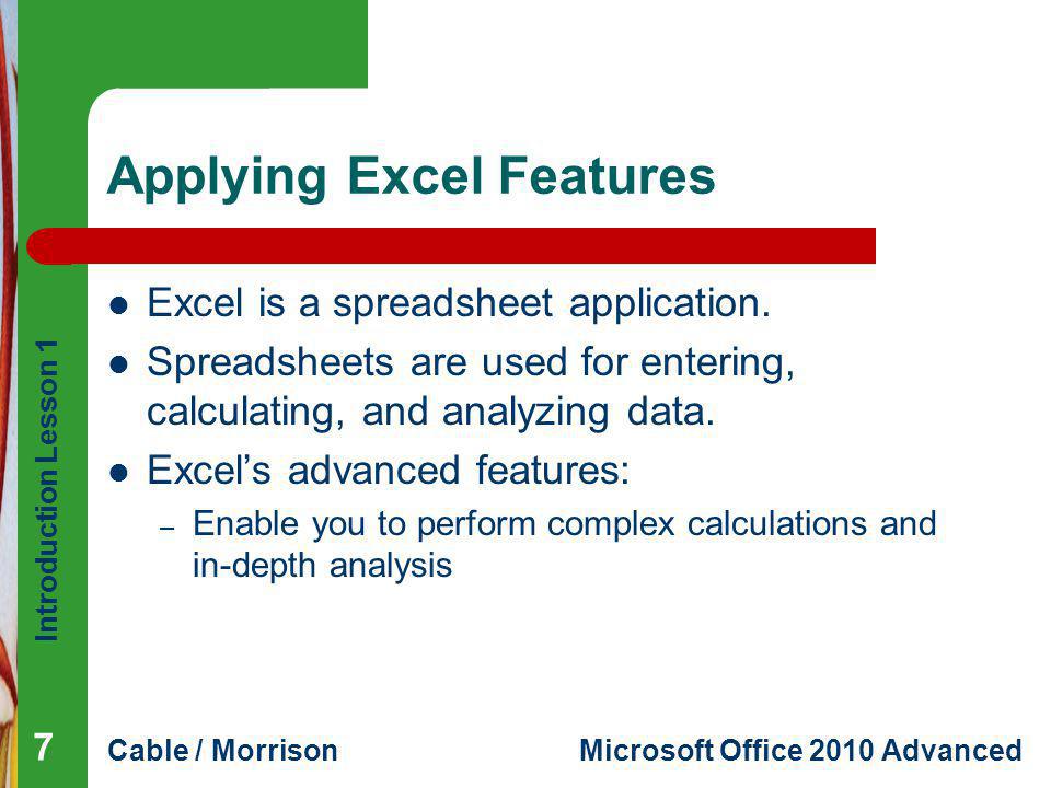 Applying Excel Features