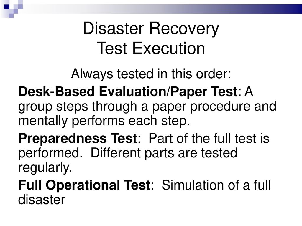 Disaster Recovery Test Execution