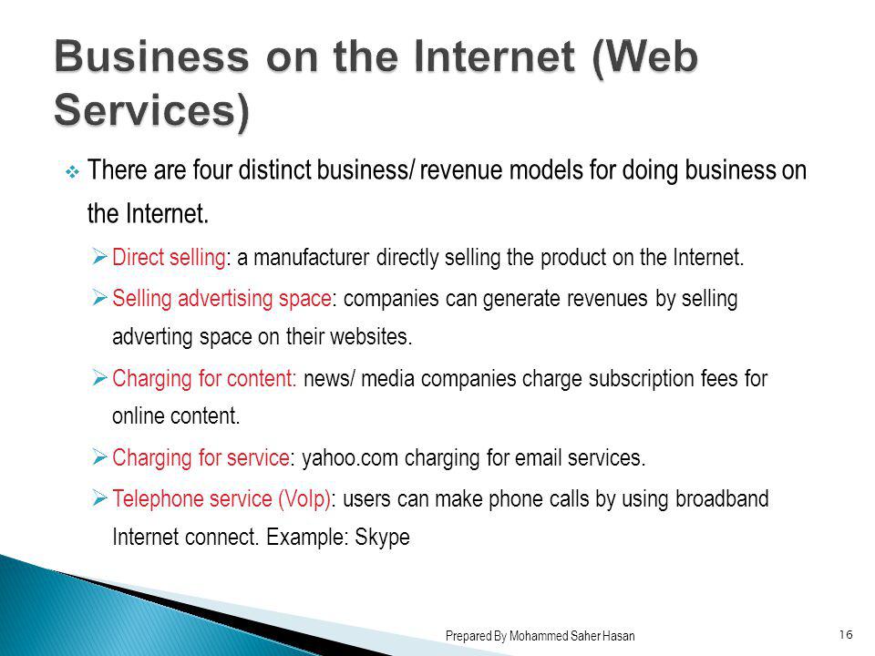 Business on the Internet (Web Services)