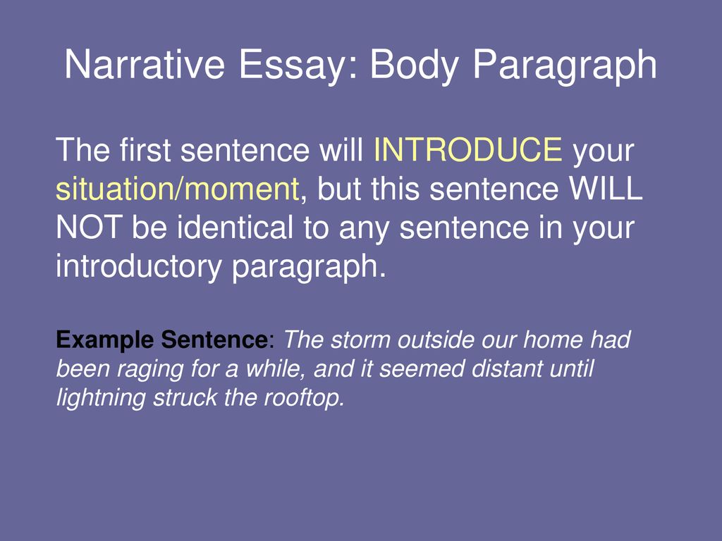 narrative essay body paragraph