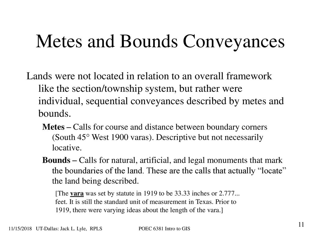 Metes and Bounds Conveyances