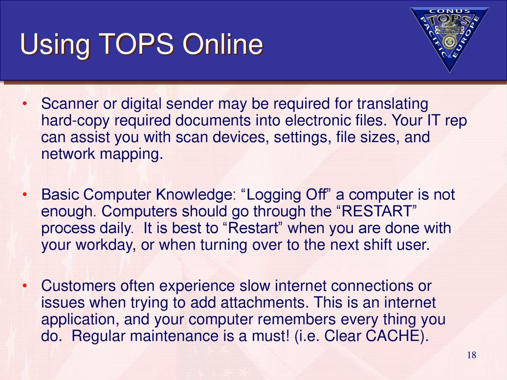Using TOPS Online