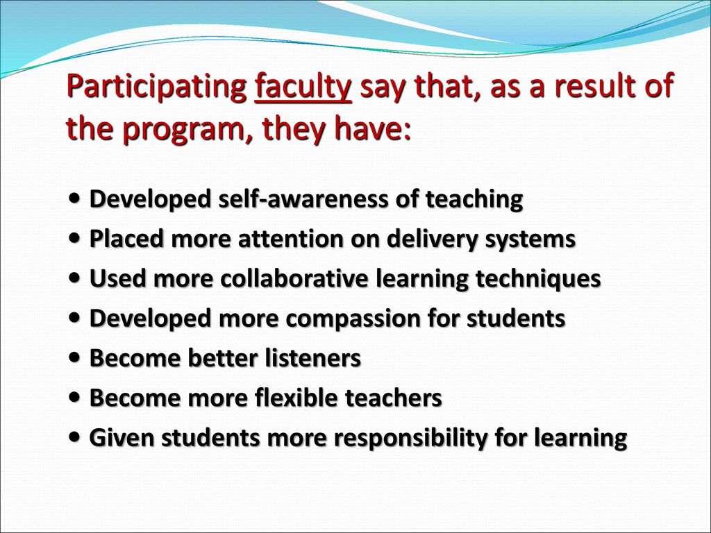 Participating faculty say that, as a result of the program, they have: