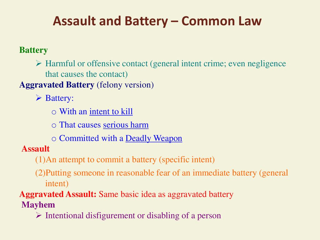 Assault and Battery – Common Law - ppt download
