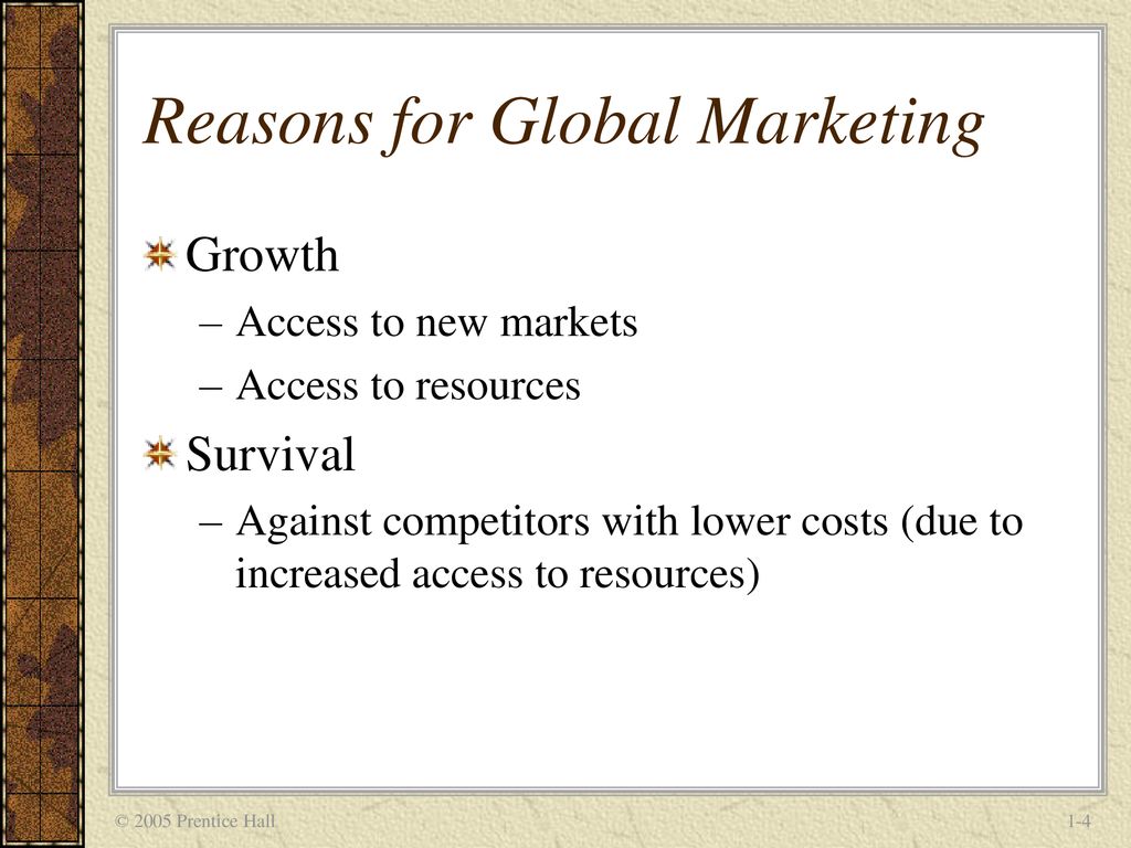 Reasons for Global Marketing