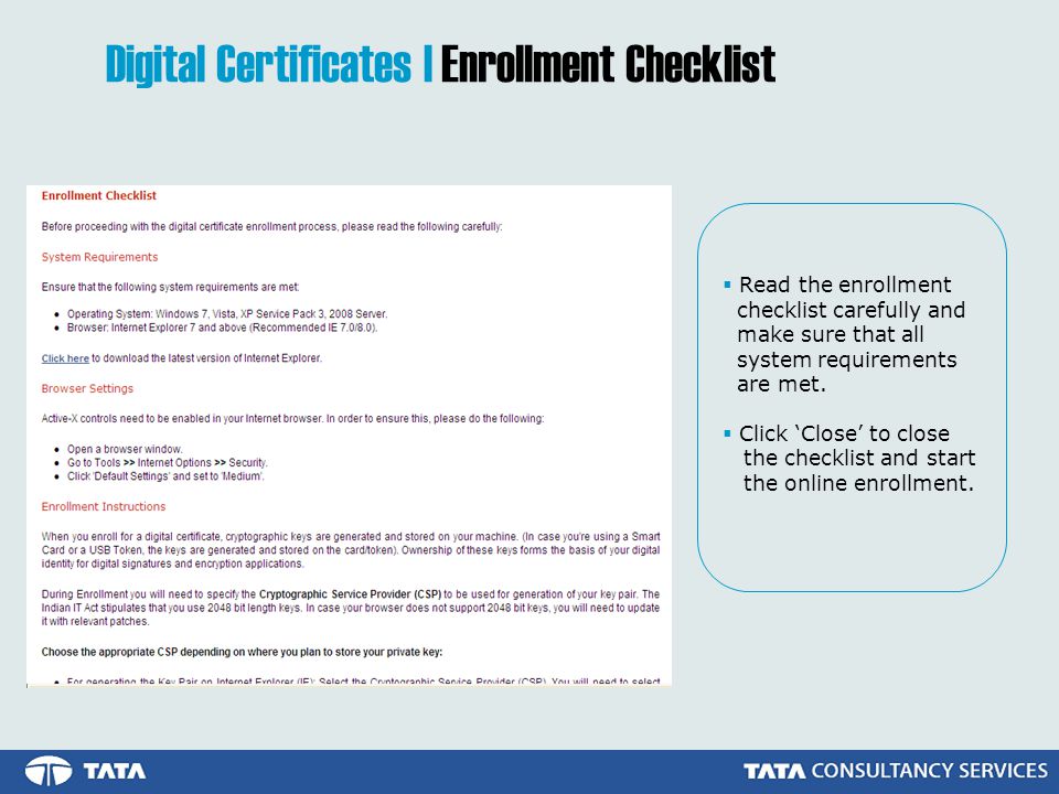Digital Certificates | Enrollment Checklist