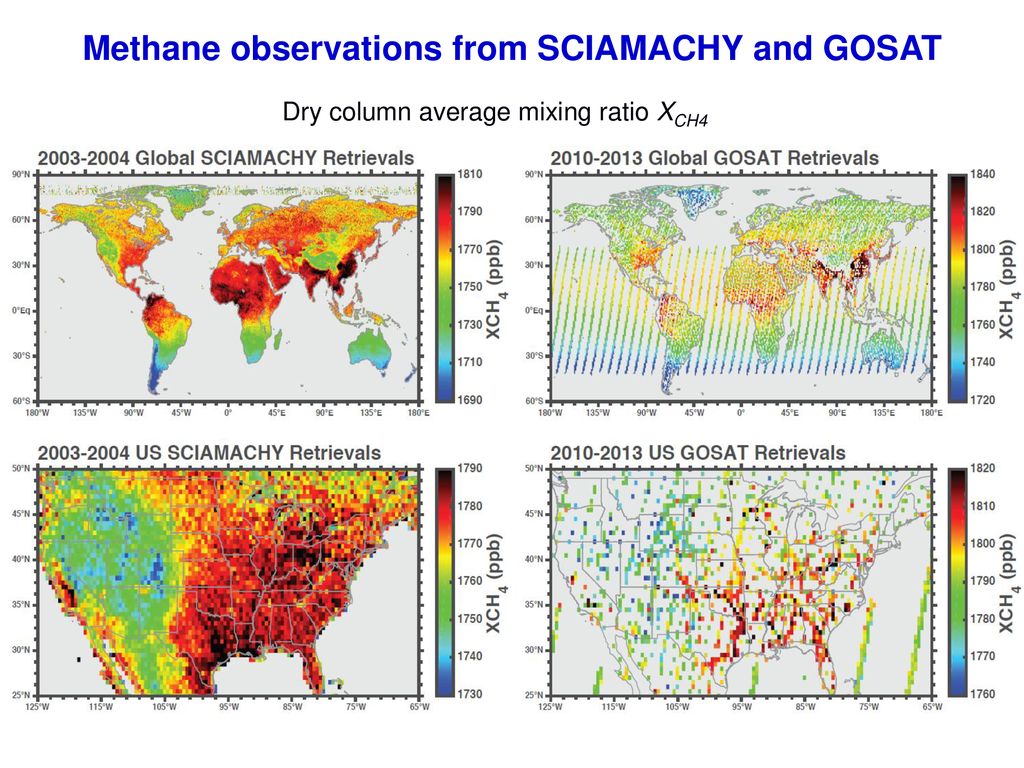 Methane observations from SCIAMACHY and GOSAT