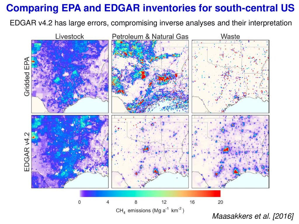 Comparing EPA and EDGAR inventories for south-central US