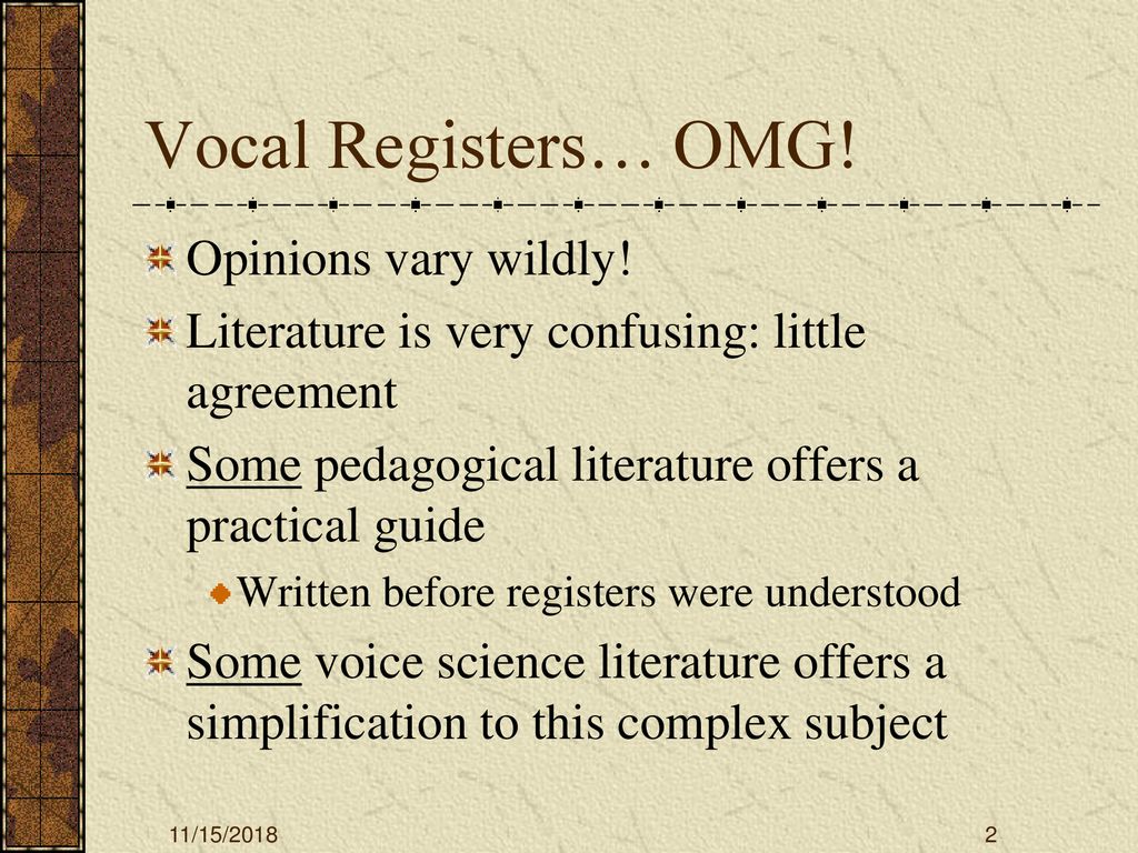 Vocal Registers… OMG! Opinions vary wildly!