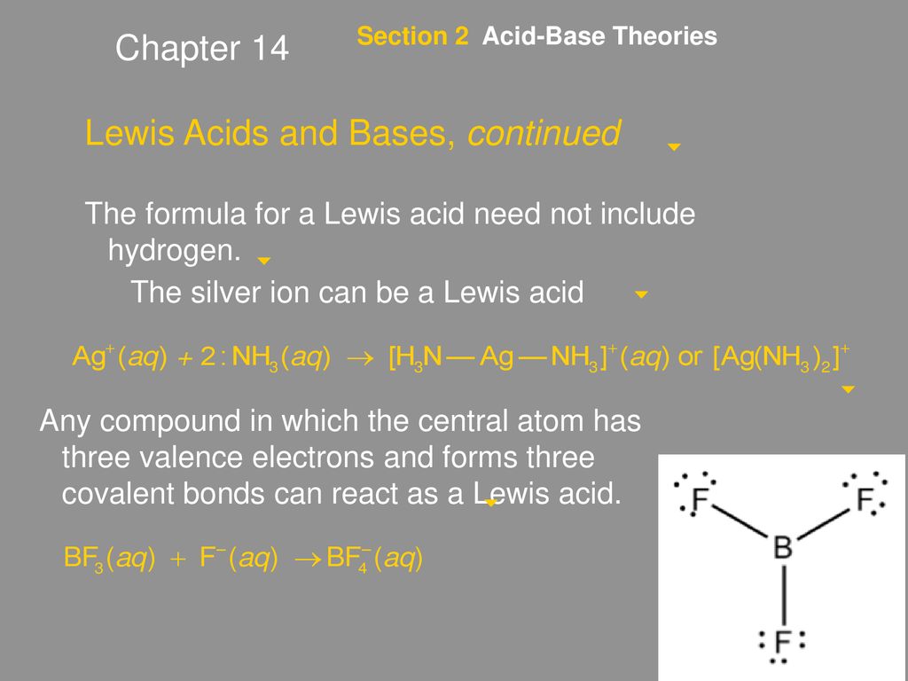 Lewis Acids and Bases, continued