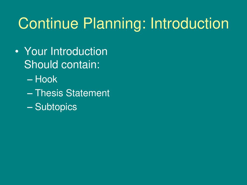 Continue Planning: Introduction