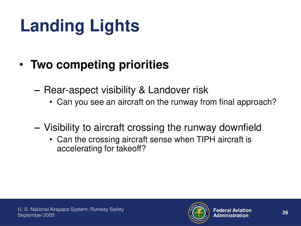 Landing Lights Two competing priorities