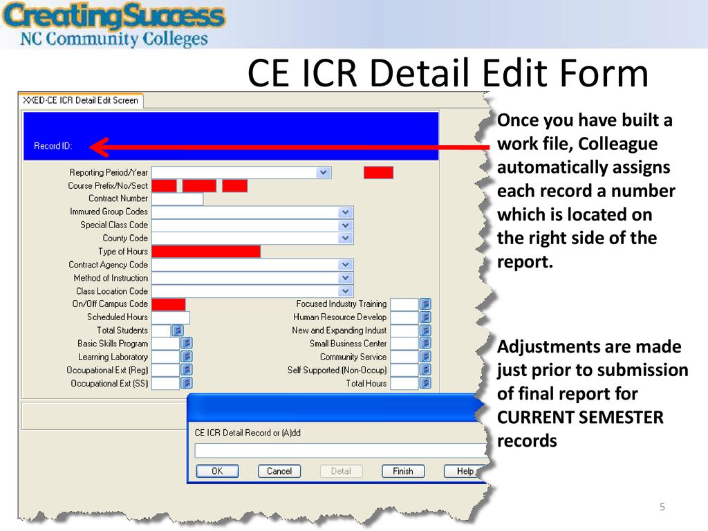CE ICR Detail Edit Form