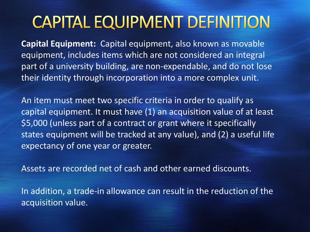 What is Capital Equipment  Types of Capital Equipment