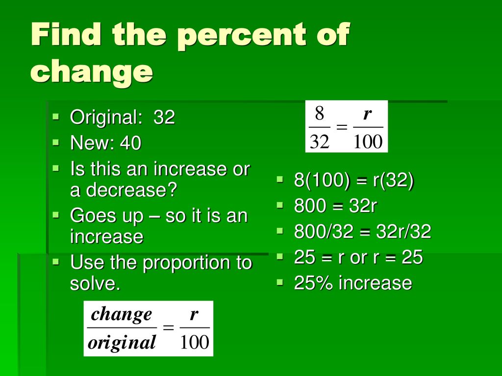 24-24 Percent of Change Percent of Change: what % something changes