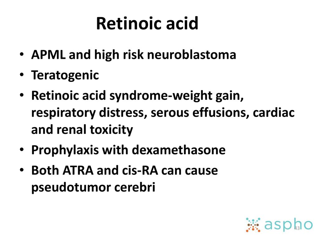 Retinoic acid APML and high risk neuroblastoma Teratogenic