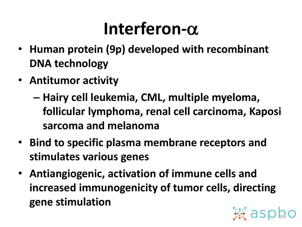 Interferon-a Human protein (9p) developed with recombinant DNA technology. Antitumor activity.