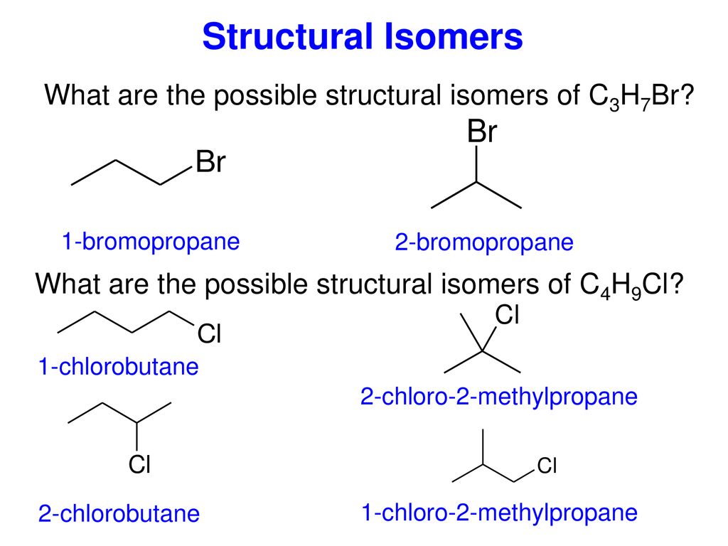 What are the possible structural isomers of C4H9Cl? 