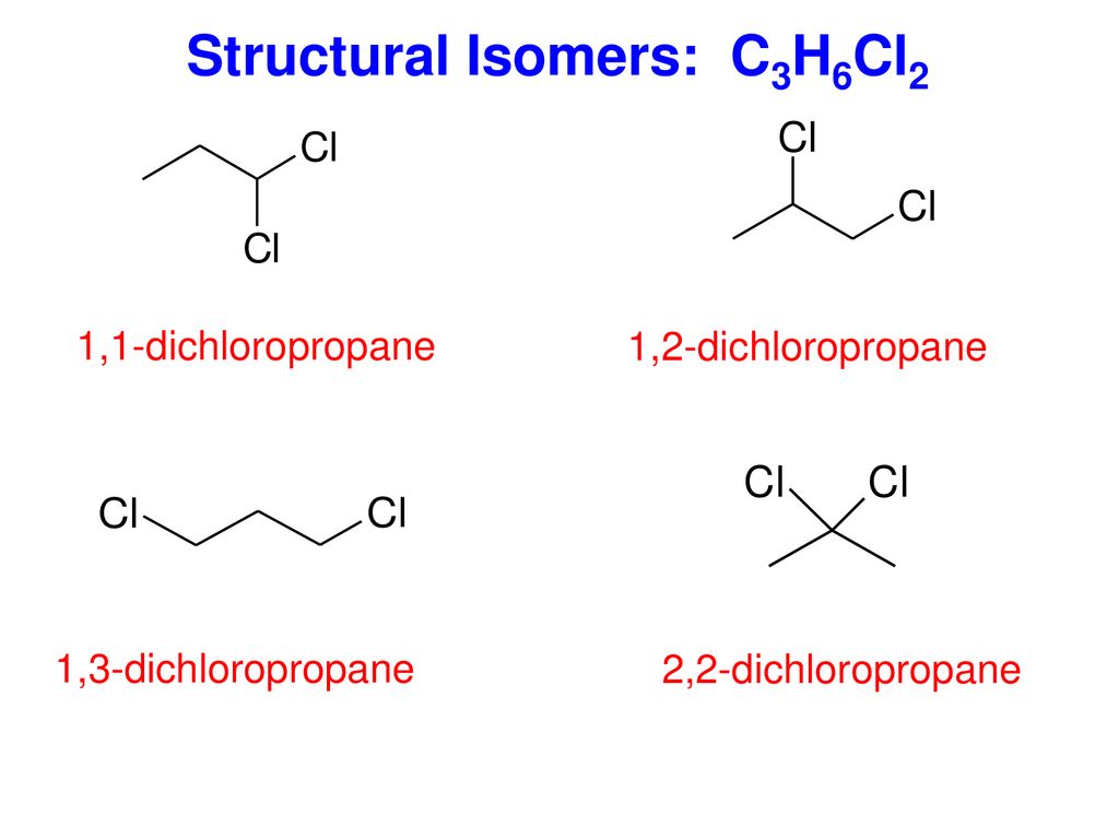 Structural Isomers: C3H6Cl2.